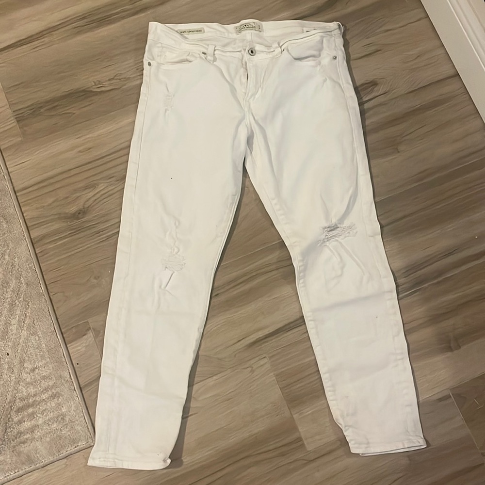 Lucky Vintage style ripped white boyfriend jeans Size 10/30